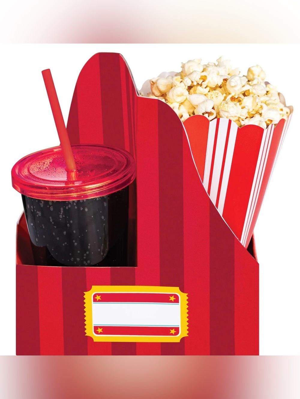 Amscan Inc. Red Popcorn & Drink Holder - Multipurpose Snack Caddy